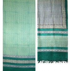 Moonga Silk Block Print Fabric & Dupatta Green Set